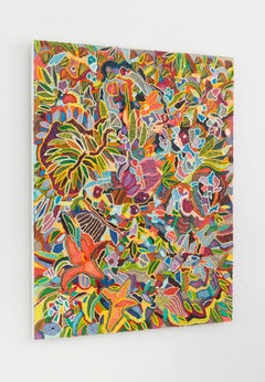 Caroline Larsen, "Flora Frenzy, " oil paint on linen, 2017
