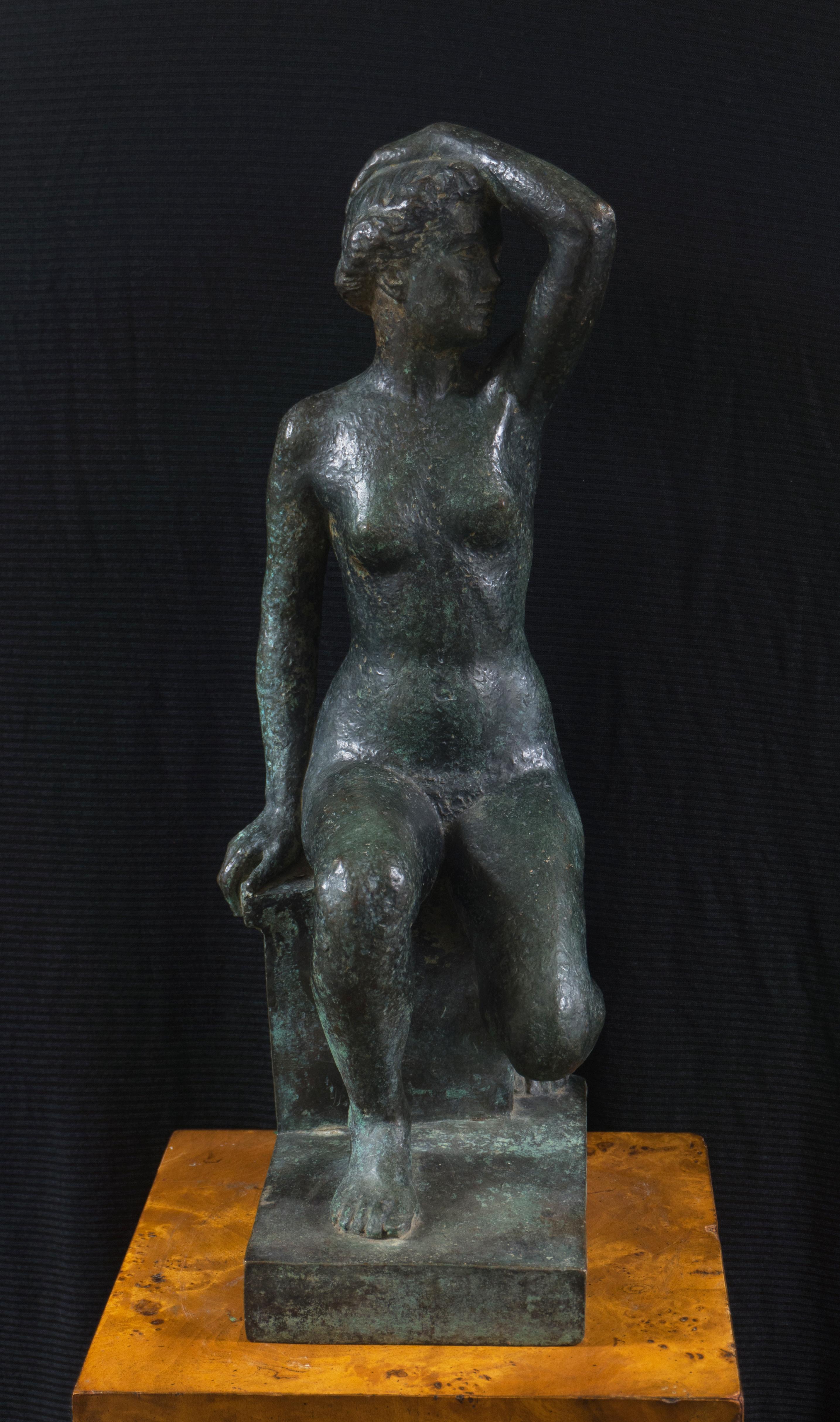« Seated Nude », Femme Artist, Salon de Paris, Jeu de Paume, Exposition universelle, GGIE LACMA - Moderne Sculpture par Caroline Lloyd