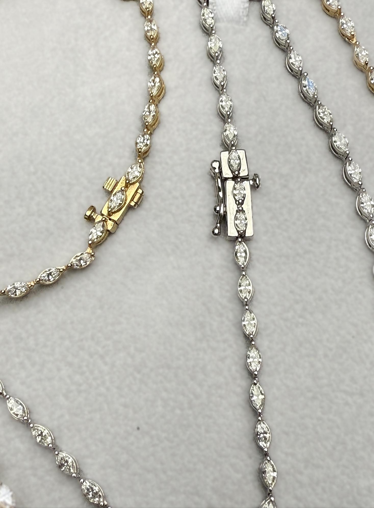 Caroline Marquise, collier tennis Diamon est-ouest serti en or blanc 14 carats en vente 5