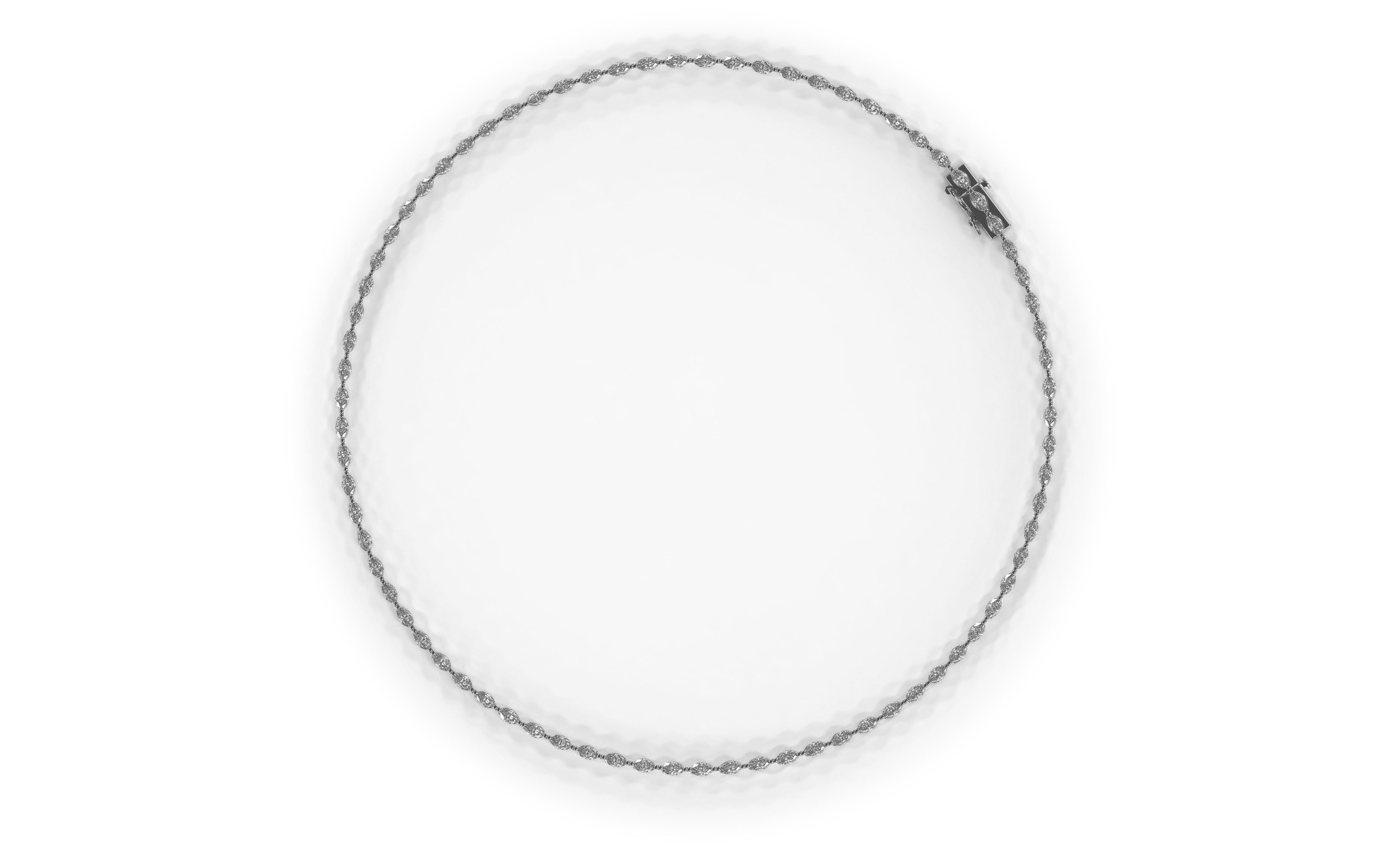 Caroline Marquise, collier tennis Diamon est-ouest serti en or blanc 14 carats en vente 7
