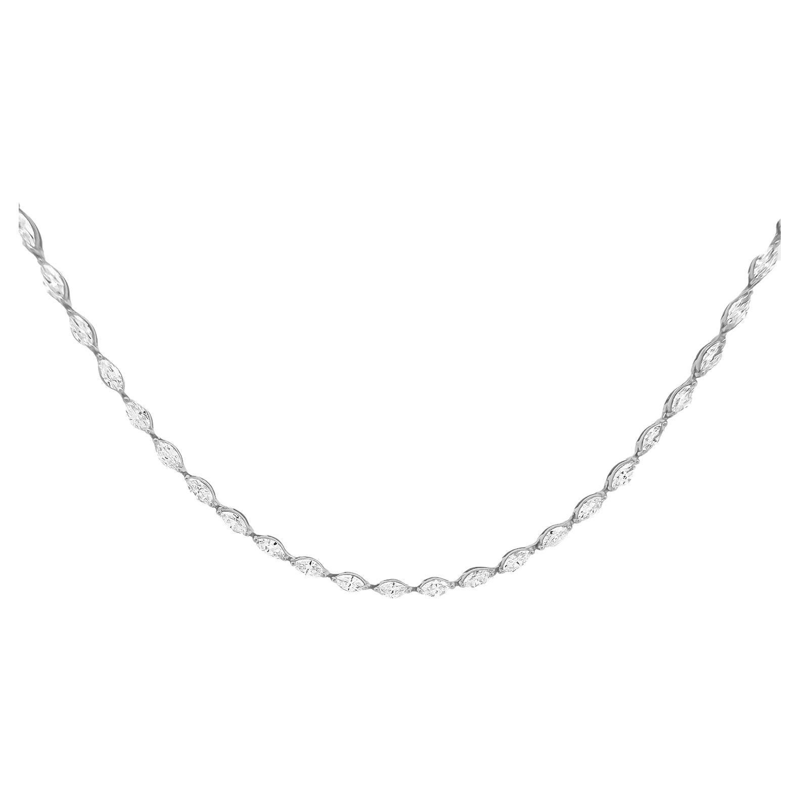 Caroline Marquise Diamon-Tennis-Halskette Ost-West-Set aus 14K Weißgold