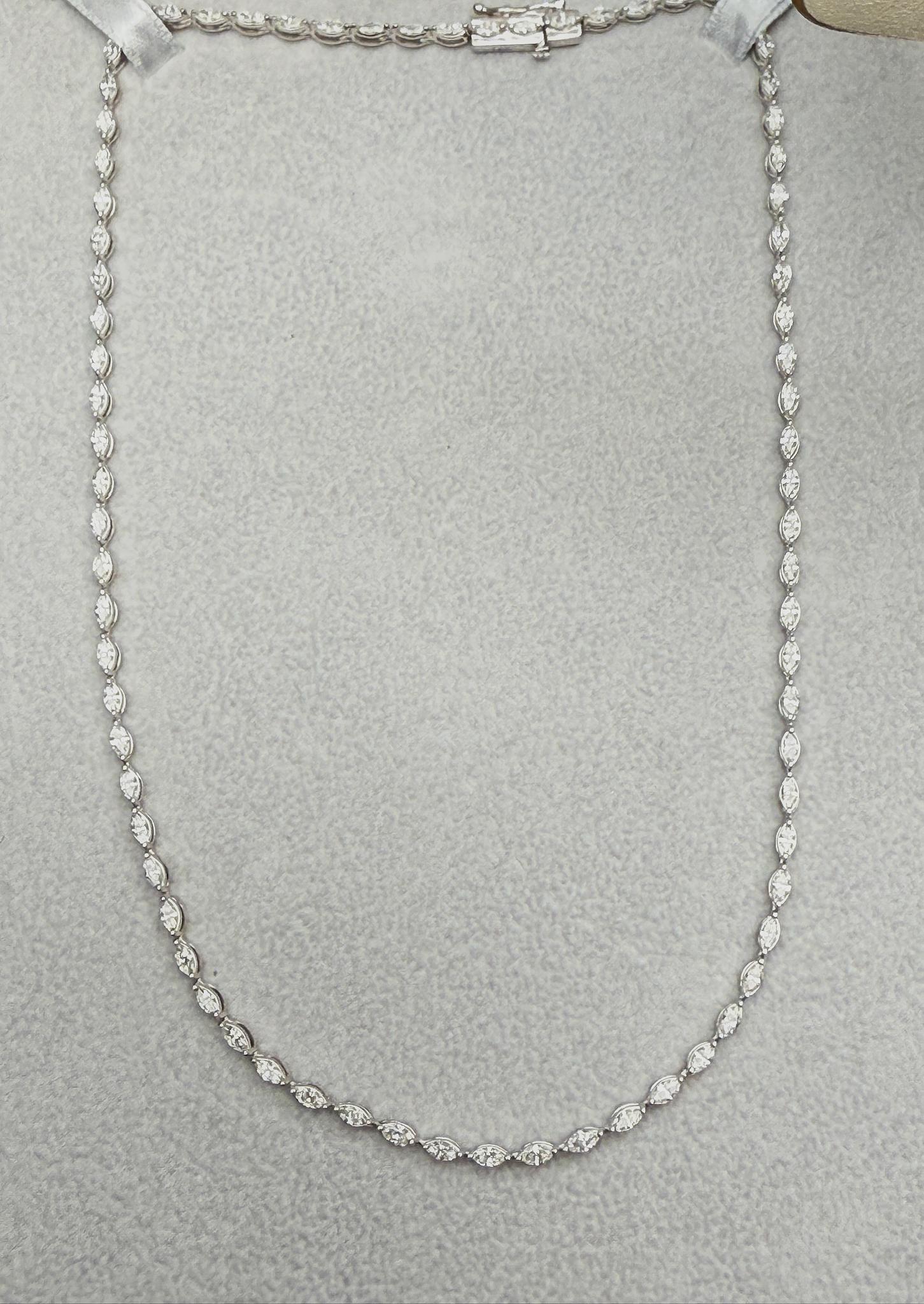 Caroline Marquise Collier tennis est-ouest en or jaune 14 carats avec diamants Pour femmes en vente