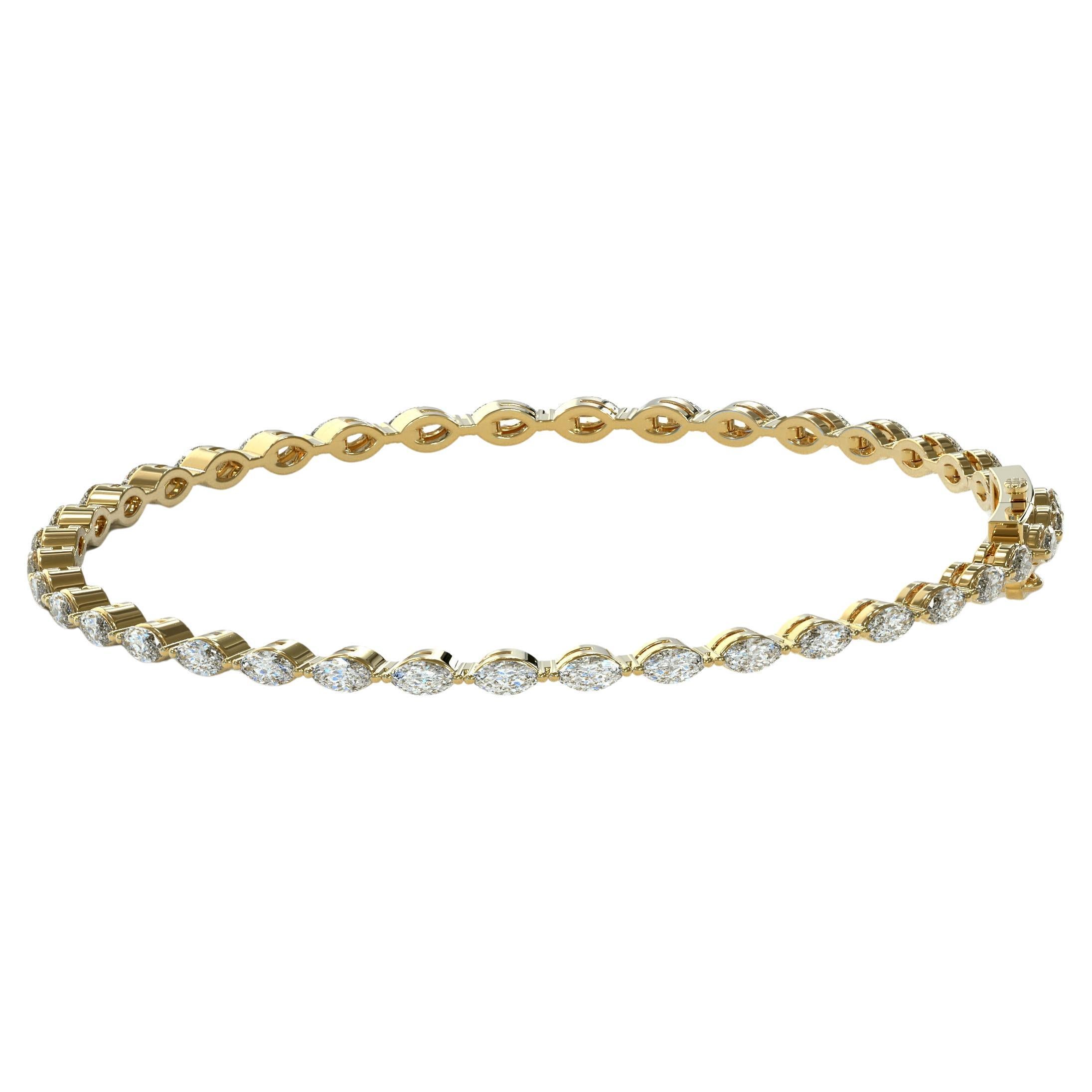 Caroline Marquise Diamond Tennis Bracelet set east-west in 14K Yellow Gold