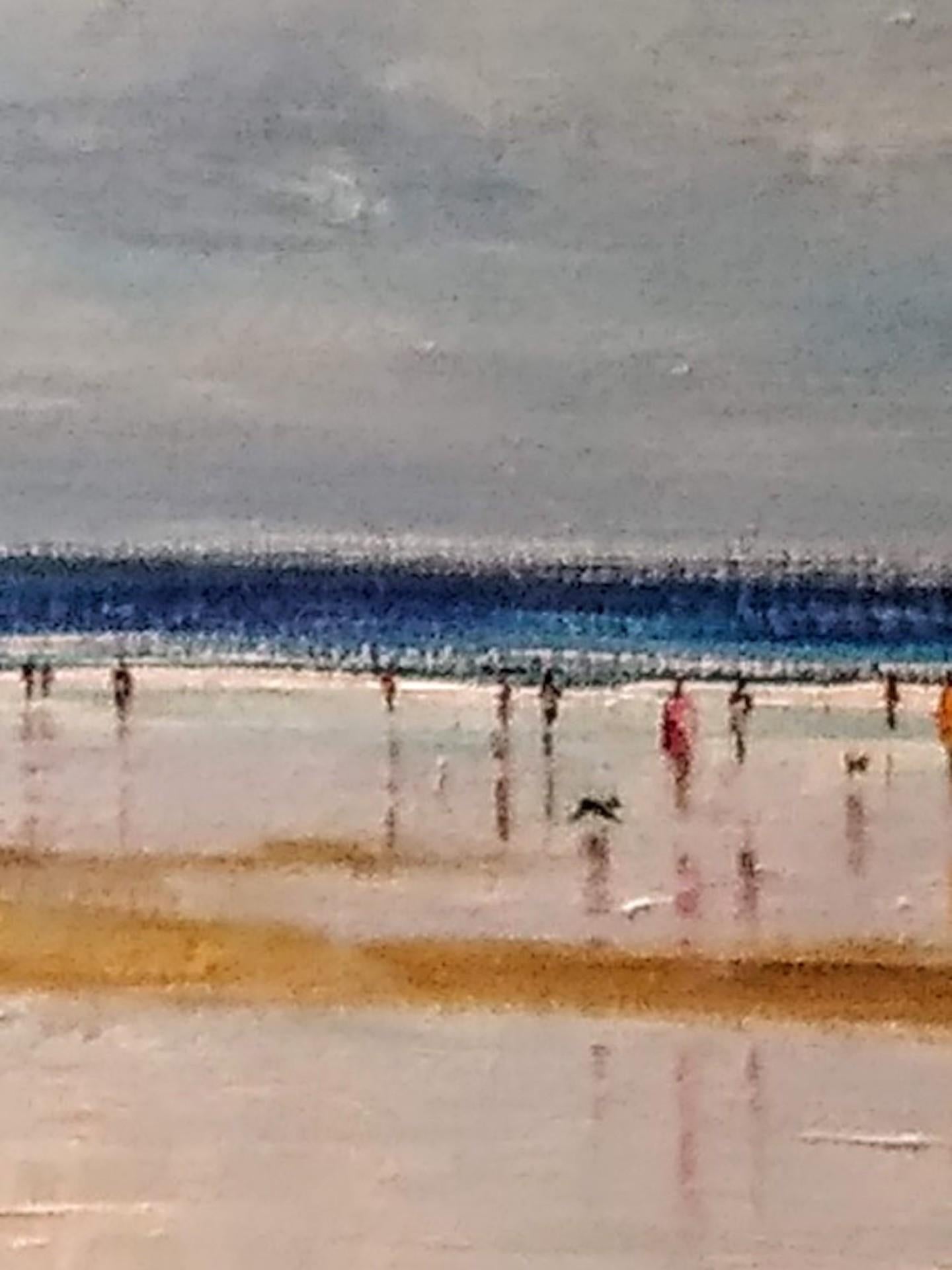 Dog Walkers On The Beach, Originalgemälde, Küstengemälde, Strandkunst – Painting von Caroline McMillan Davey