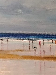 Dog Walkers On The Beach, Original Painting, Coastal Painting, Beach art