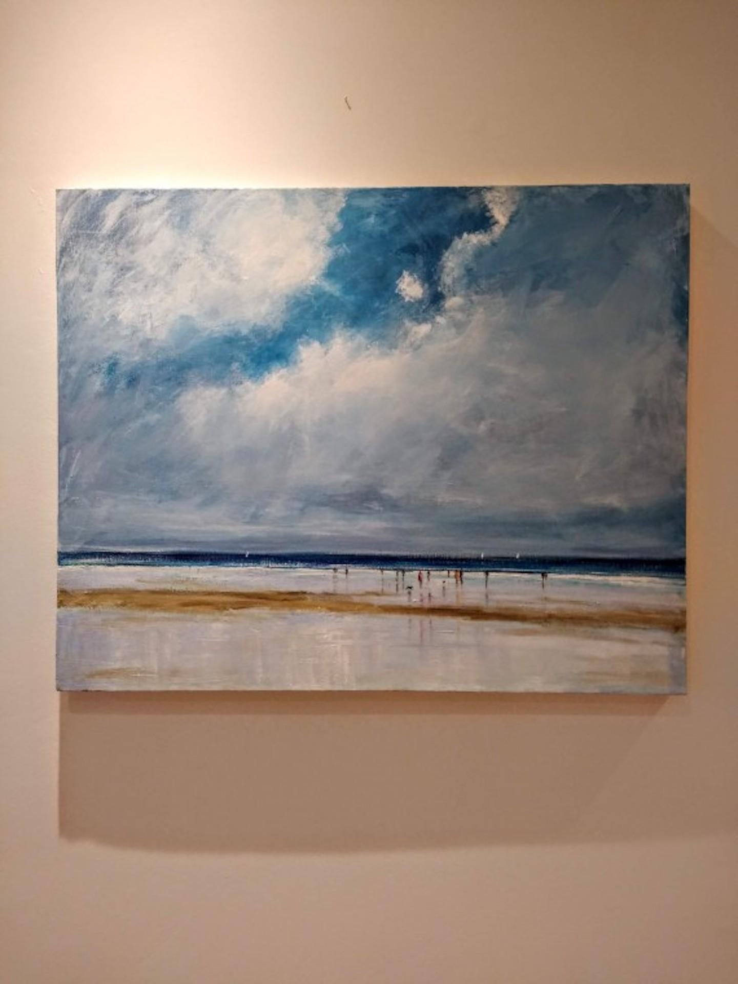 Dog Walkers On The Beach, Originalgemälde, Küstengemälde, Strandkunst (Zeitgenössisch), Painting, von Caroline McMillan Davey
