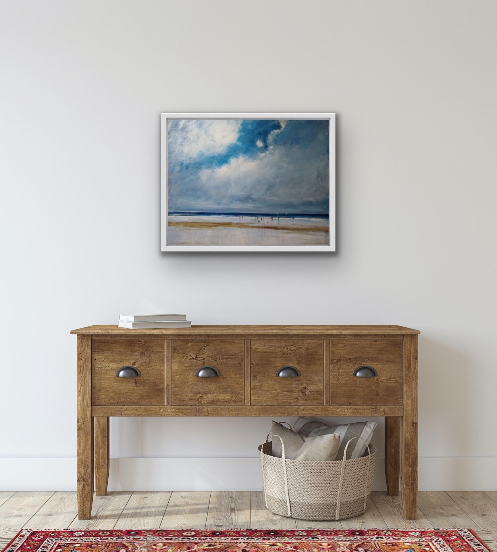 Dog Walkers On The Beach, Originalgemälde, Küstengemälde, Strandkunst im Angebot 1