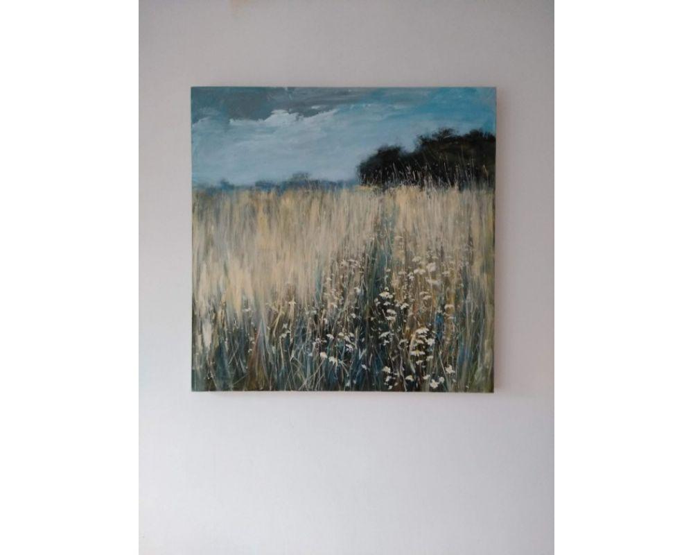Dreams of Late Summer By Caroline McMillan Davey [2020]

A beautiful corn field adjacent to my garden. I painted this to capture a late summer evening . A warm breeze was gently swaying daisies amongst the corn . The painting has many layers and