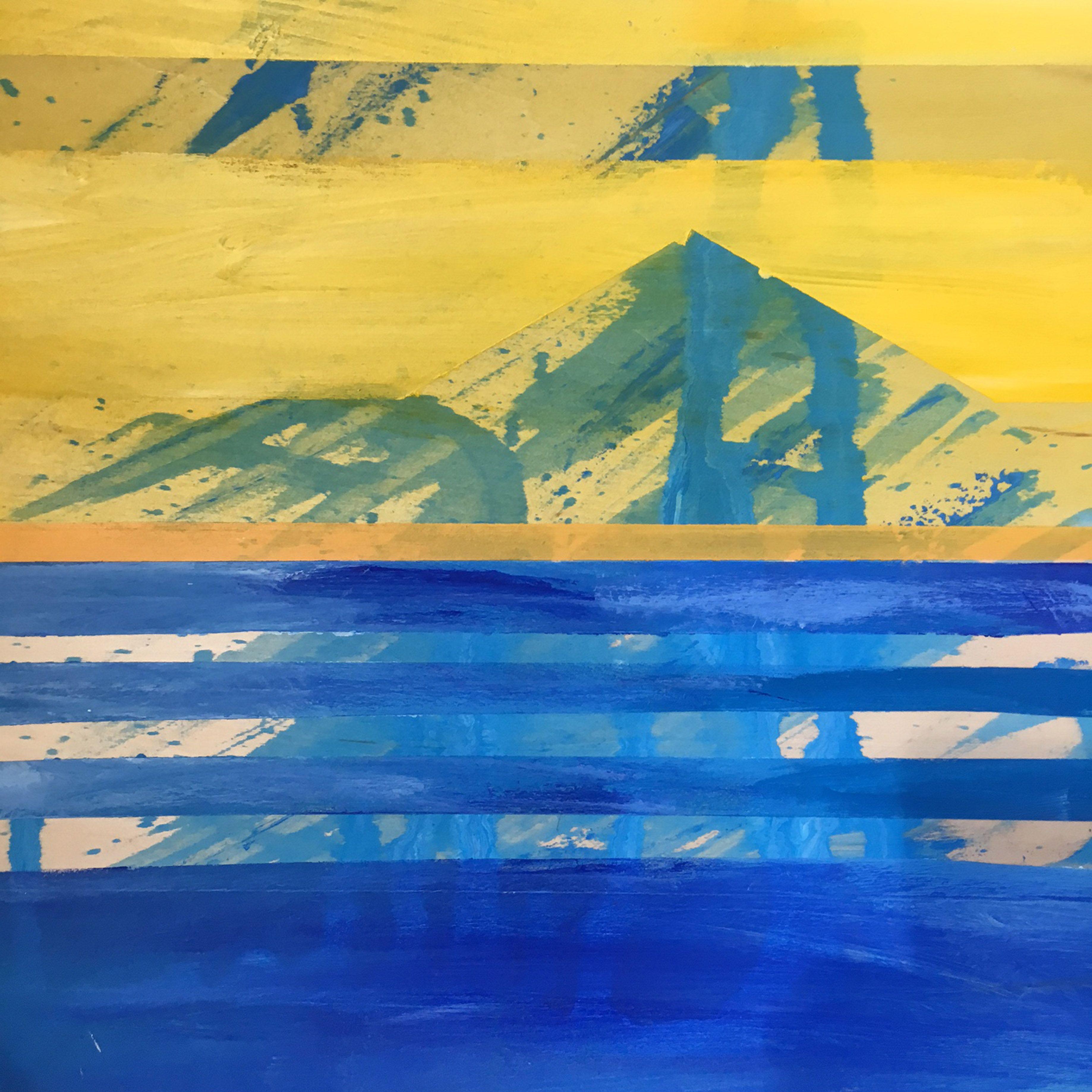 Abstract Painting di Caroline Morgan - Cavalcata al tramonto, Pittura, Acrilico su pannello di Wood
