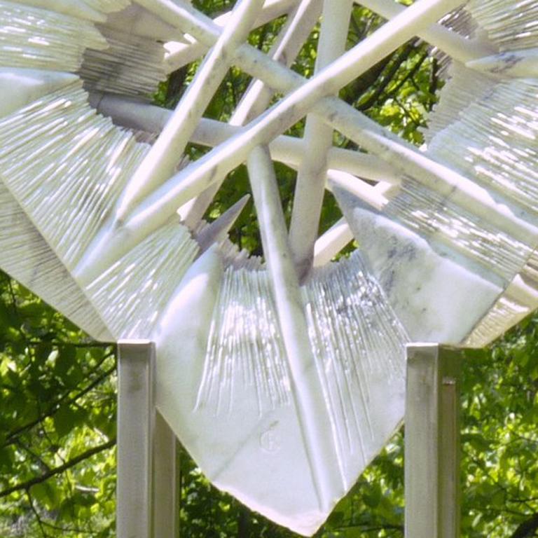 INNER VIEW _Nexus_Interlocked, Abstract Marble Sculpture, Outdoor, Large - Green Abstract Sculpture by Caroline Ramersdorfer