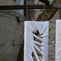 "TRILOGY", Marble & Stainless Steel Outdoor Abstract Contemporary Sculpture