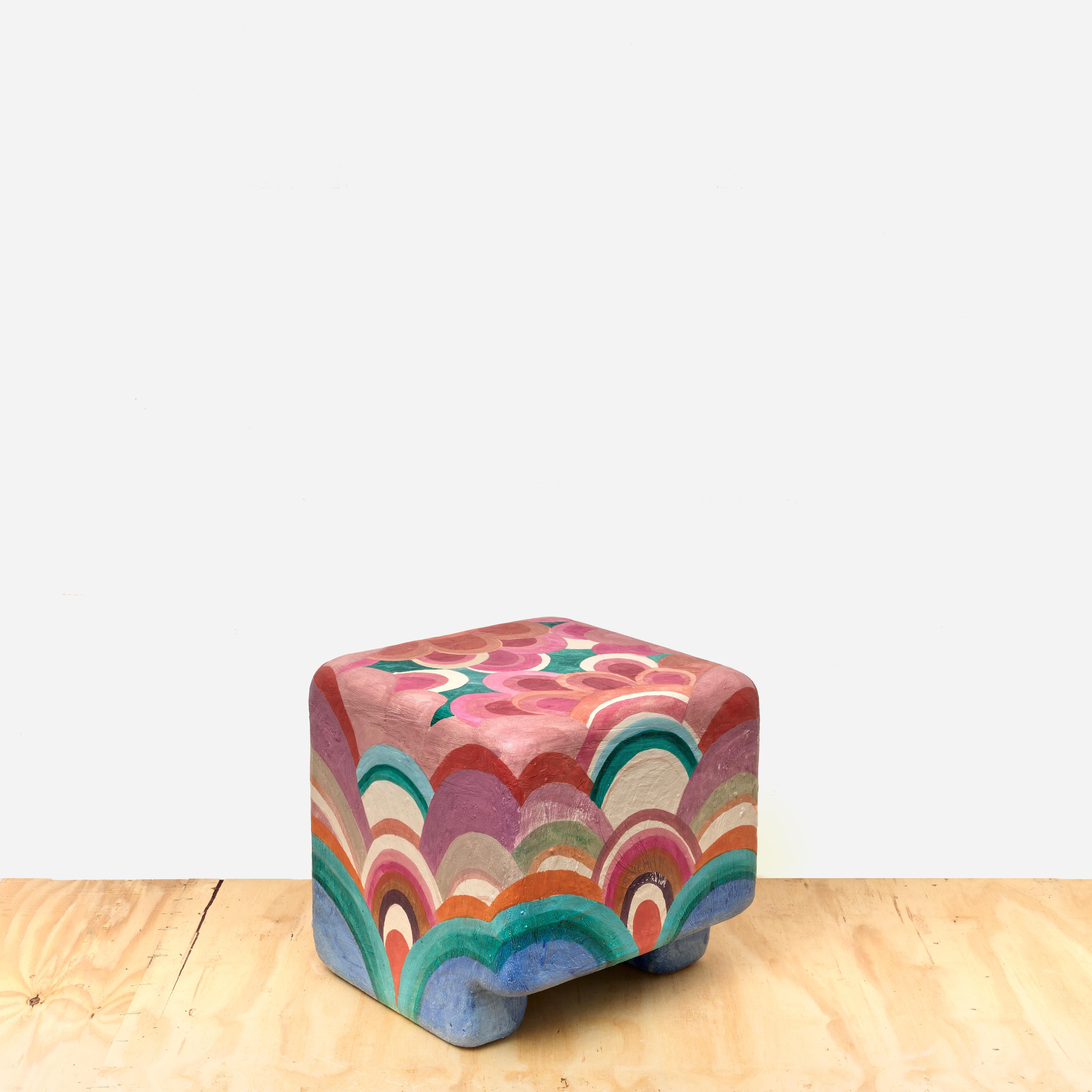Other Caroline Rennequin Painted Flower Stool For Sale