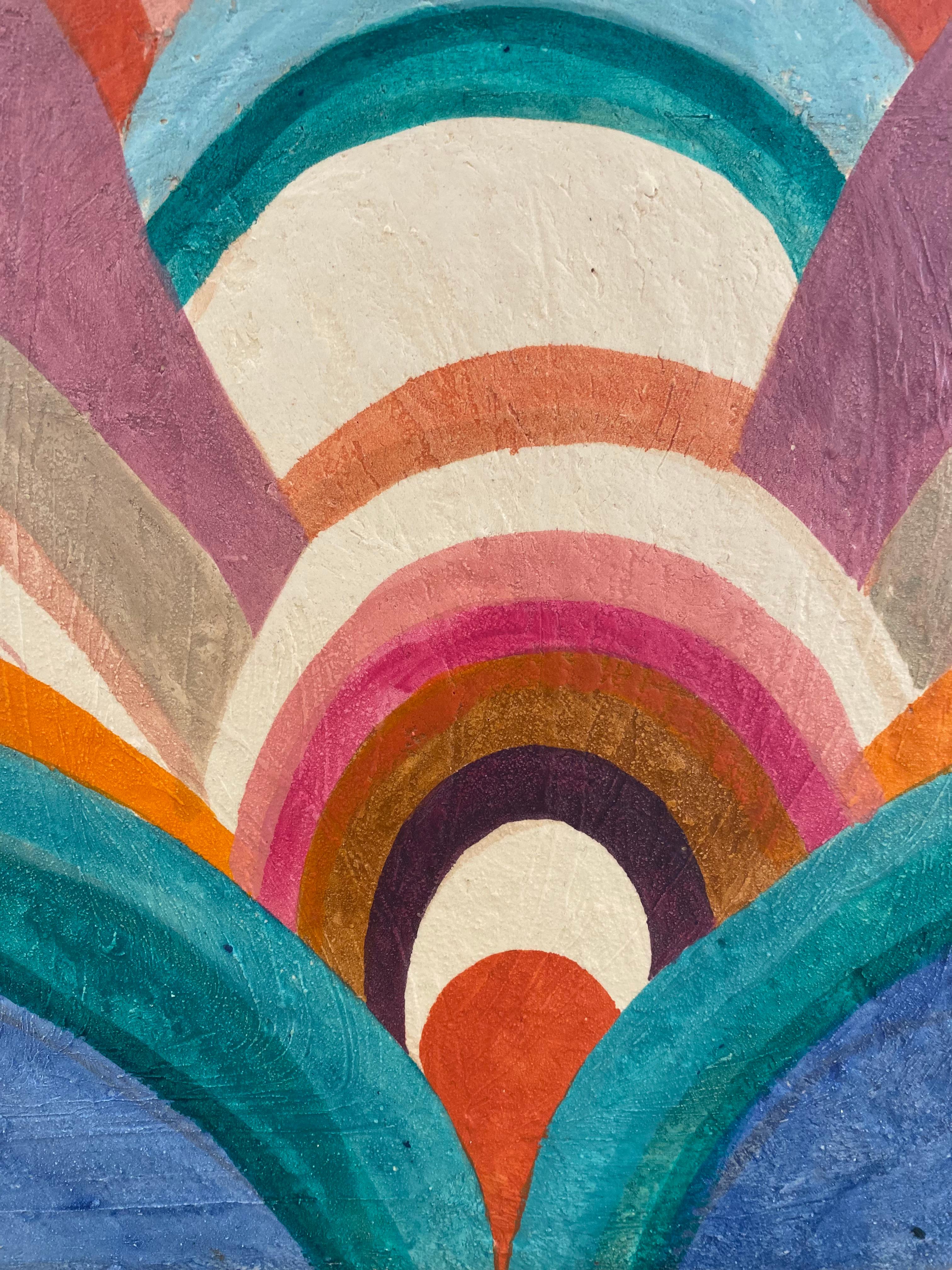 Caroline Rennequin Painted Flower Stool In New Condition For Sale In Santa Gertrudis, Baleares