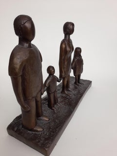 Family on the Beach bronze sculpture by Caroline Russell