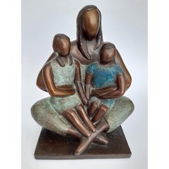 Mother and Children bronze sculpture by Caroline Russell