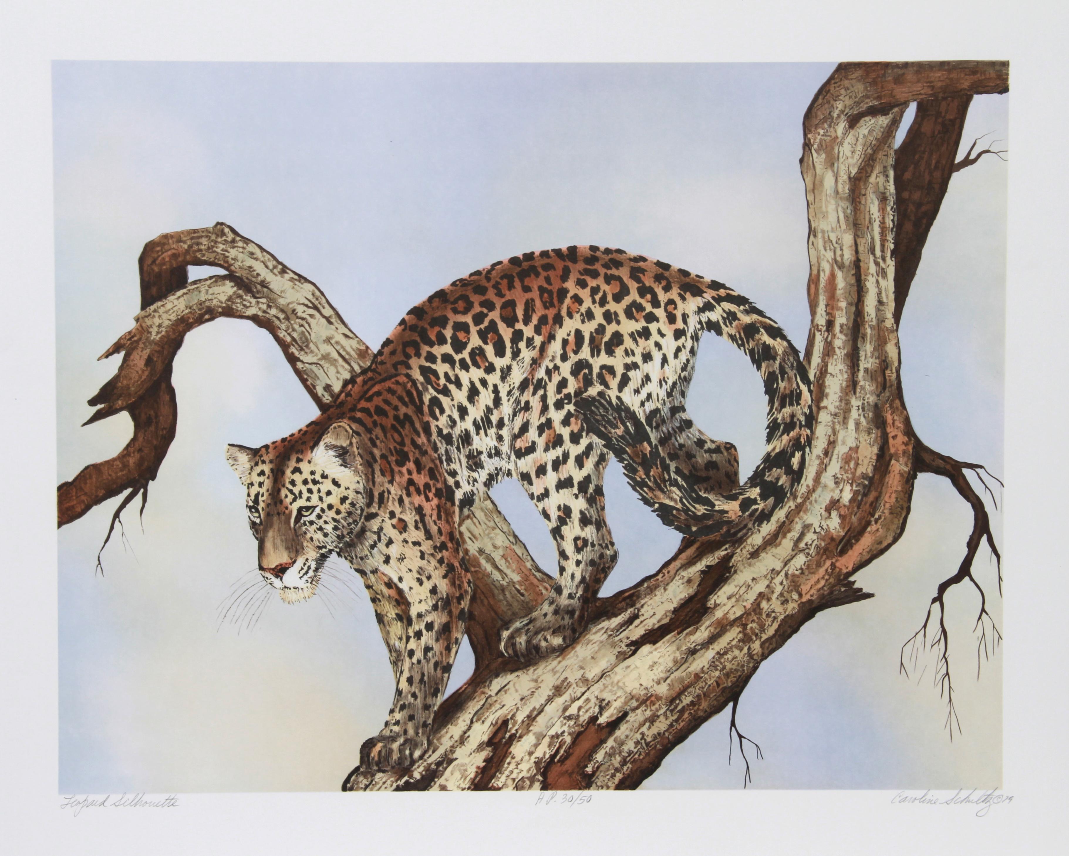 Leopard Silhouette
Caroline Schultz, American (1936–2004)
Date: 1979
Lithograph, signed and numbered in pencil
Edition of AP 50
Image Size: 18 x 24 inches
Size: 23 in. x 28 in. (58.42 cm x 71.12 cm)
