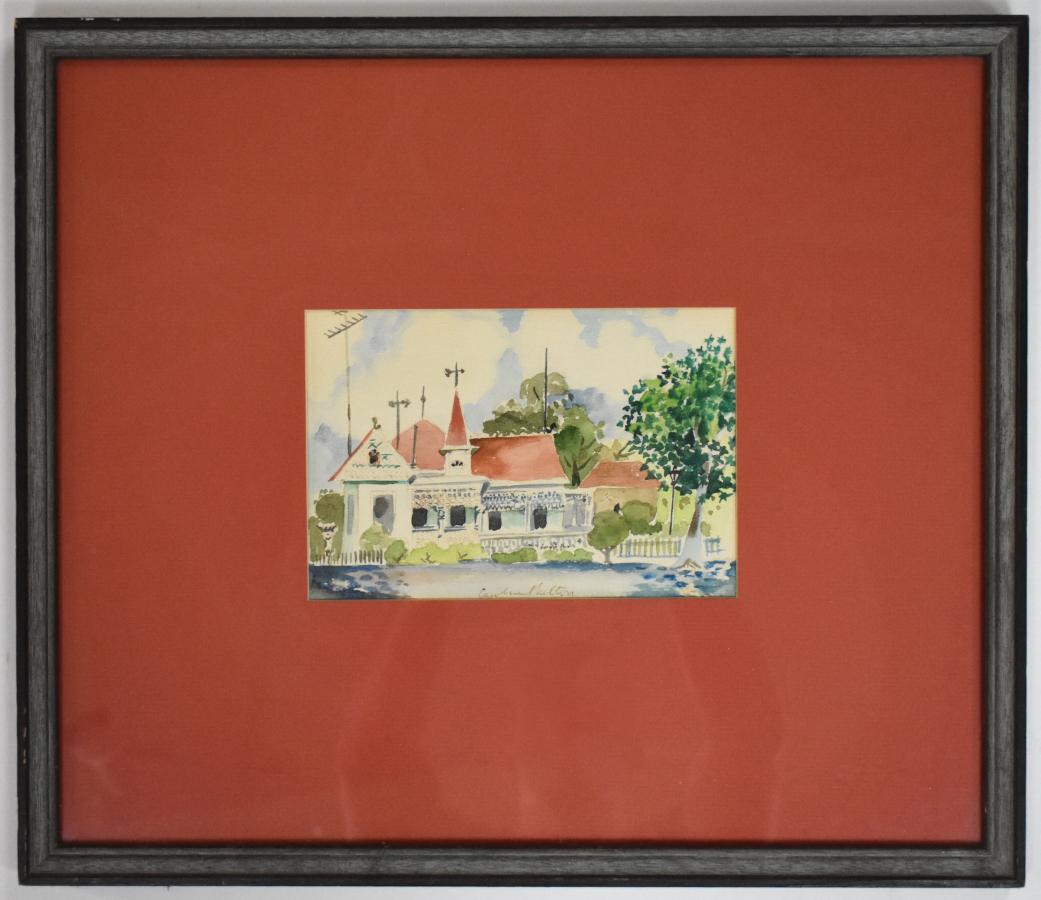 Landscape Painting de Caroline Shelton - "CASA KING WILLIAM" ACUARELA SAN ANTONIO TEXAS