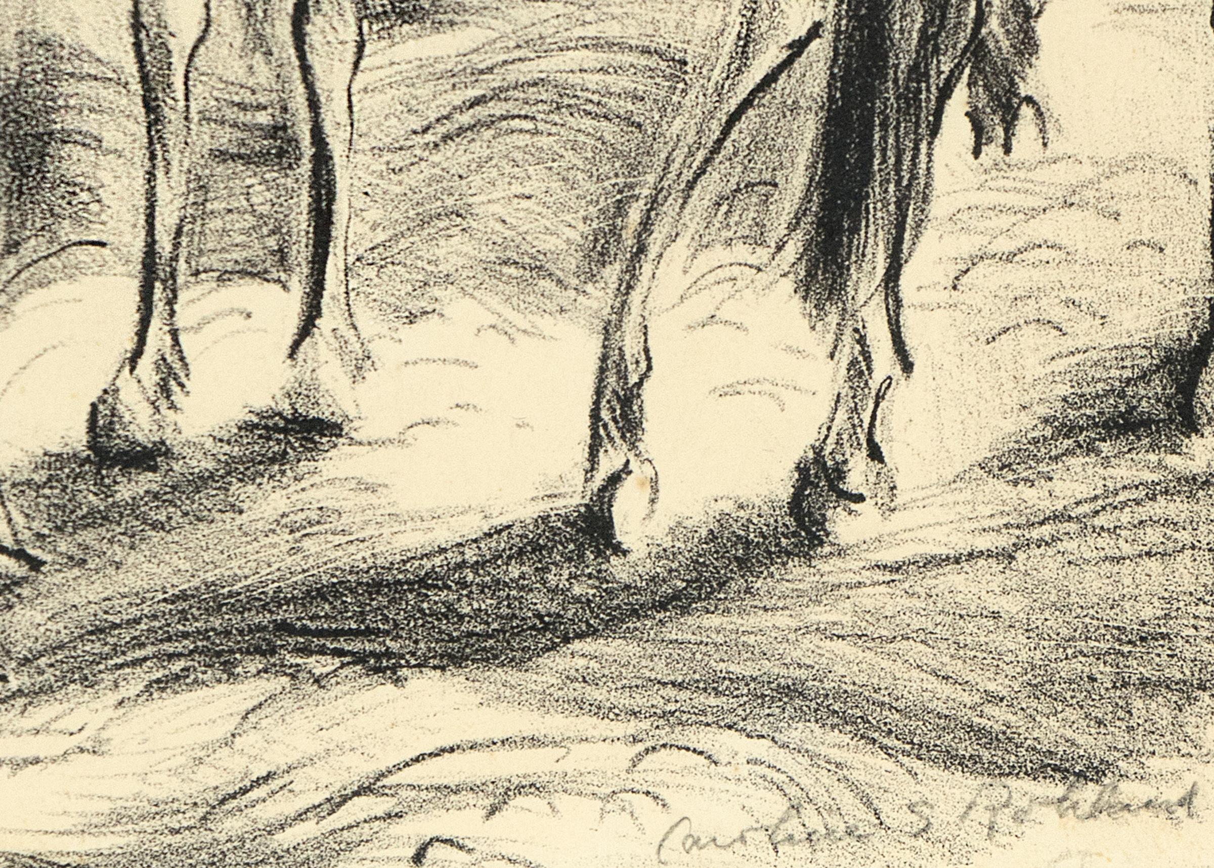 Cowboy a cavallo con turisti, scena americana degli anni '30 Stampa d'arte regionale - Print American Modern di Caroline Speare Rohland