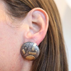 CAROLINE STRIEB 1980 Modernist Sculptural Earrings In 18Kt Gold And 925 Sterling