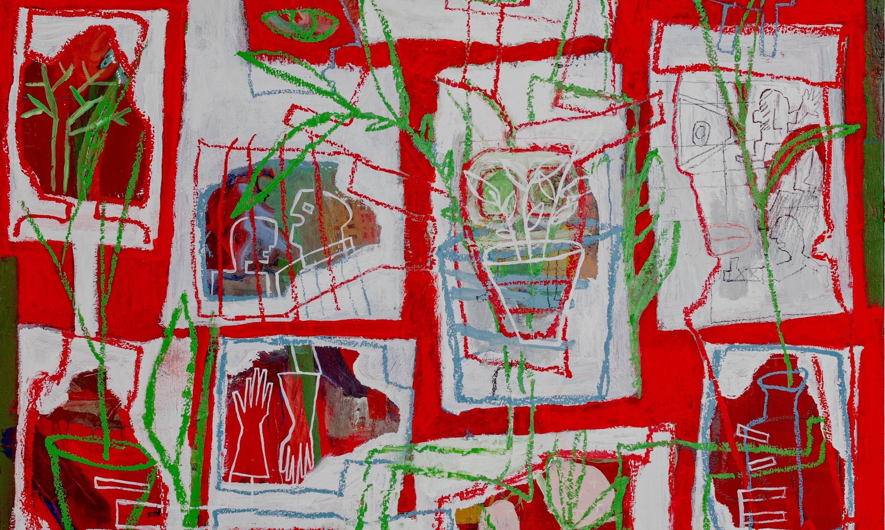 Rouge été Caroline Veith Peinture contemporaine dessin art peinture acrylique rouge en vente 2
