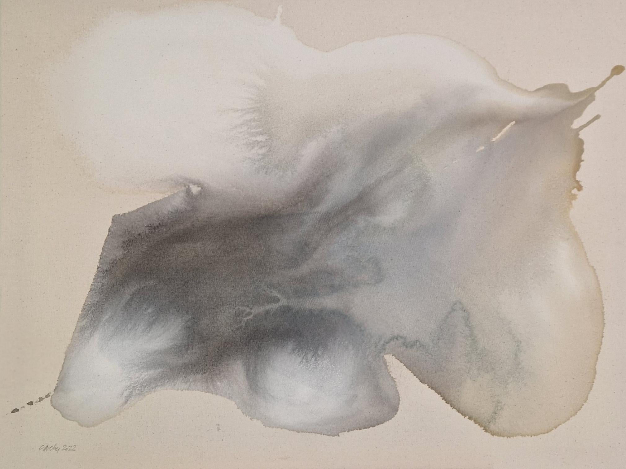 Breathing Deeper - Fluid Acrylic Painting on raw canvas 2023,  by Caroline Weber