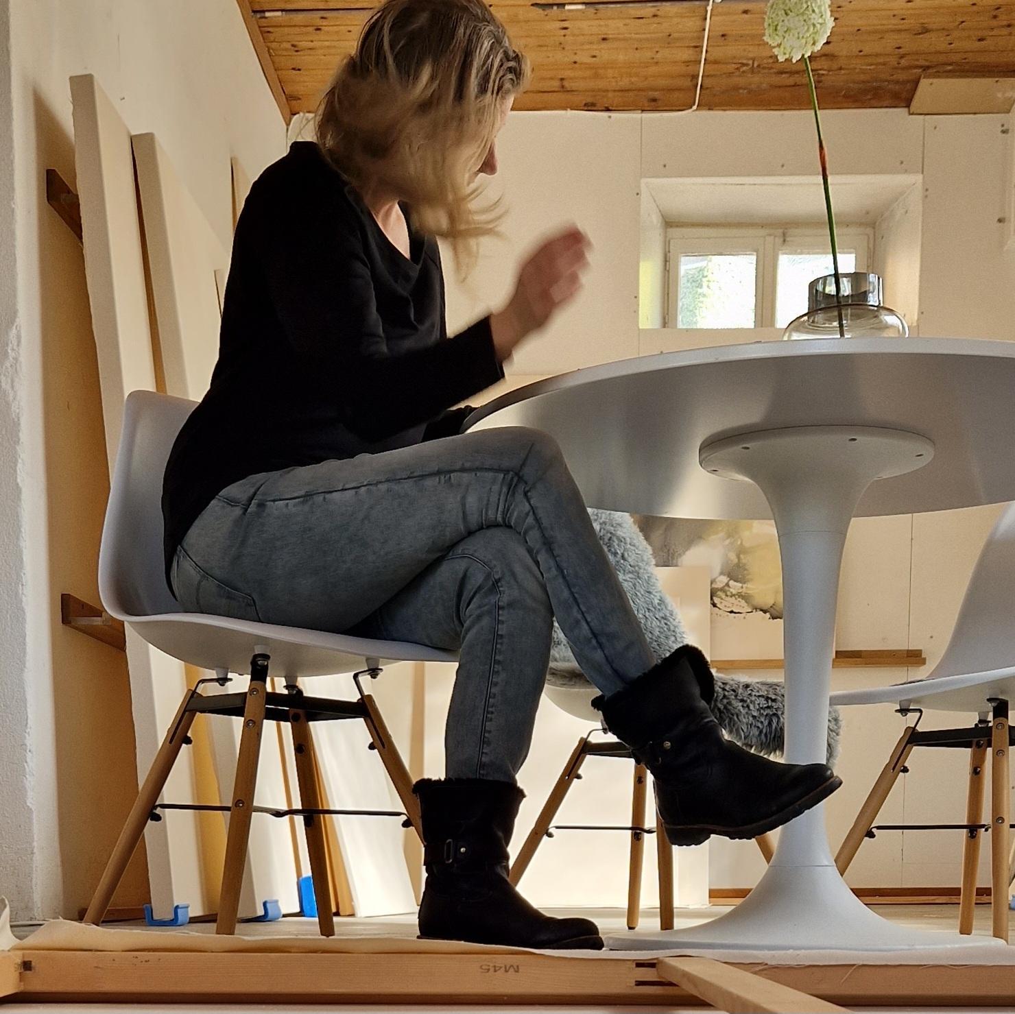 Paysage - Peinture acrylique fluide sur toile brute, 2022  Caroline Weber en vente 17