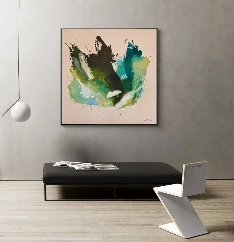 Paysage - Peinture acrylique fluide sur toile brute, 2022  Caroline Weber en vente 2