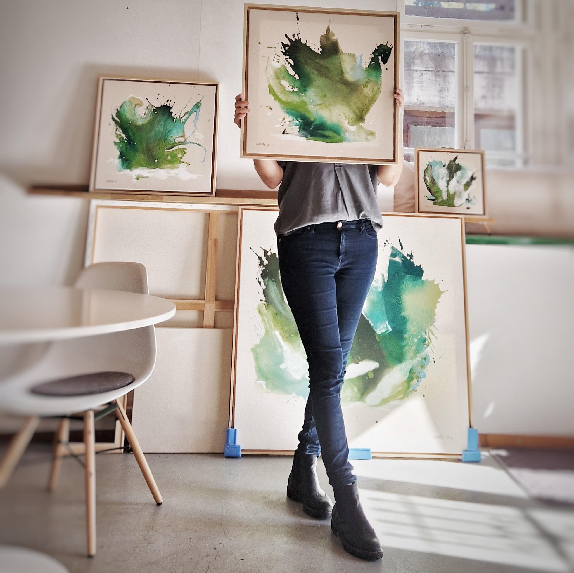 Paysage - Peinture acrylique fluide sur toile brute, 2022  Caroline Weber en vente 4