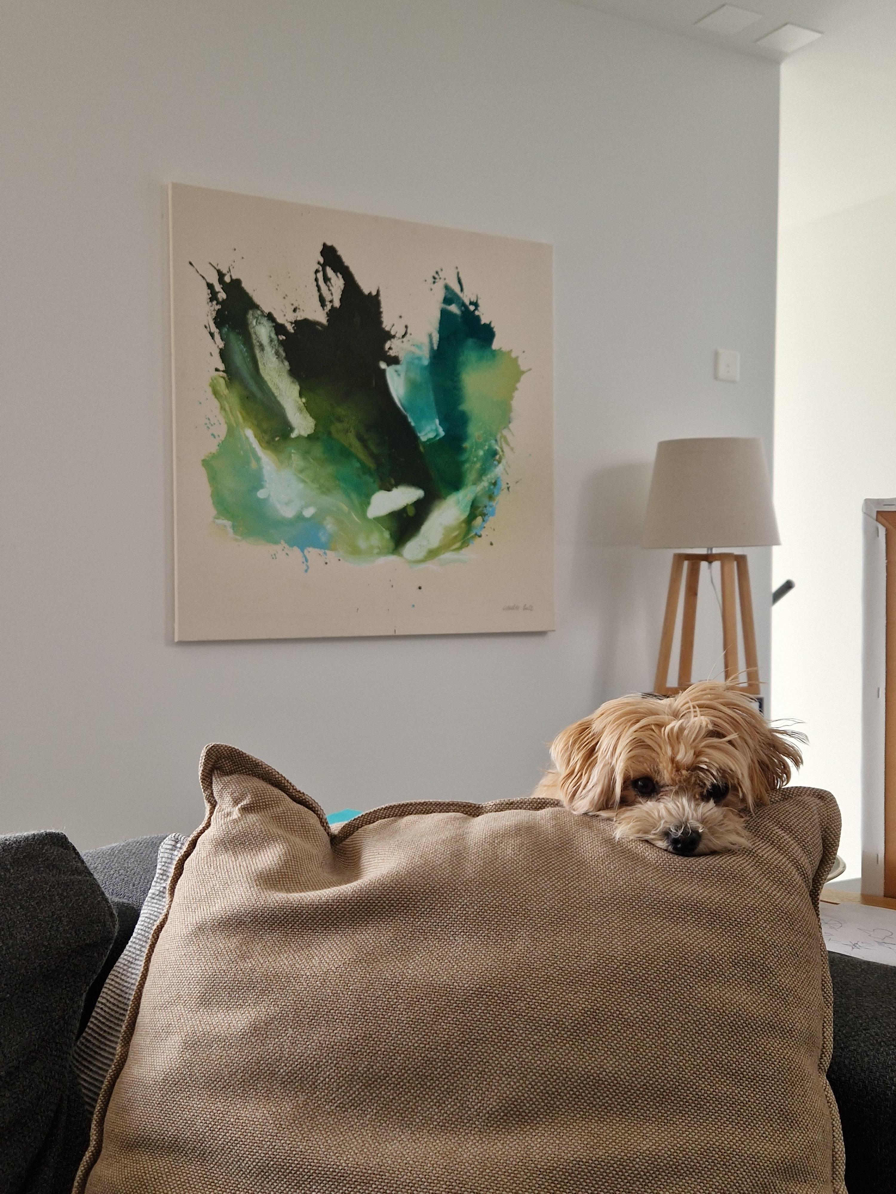 Paysage - Peinture acrylique fluide sur toile brute, 2022  Caroline Weber en vente 5