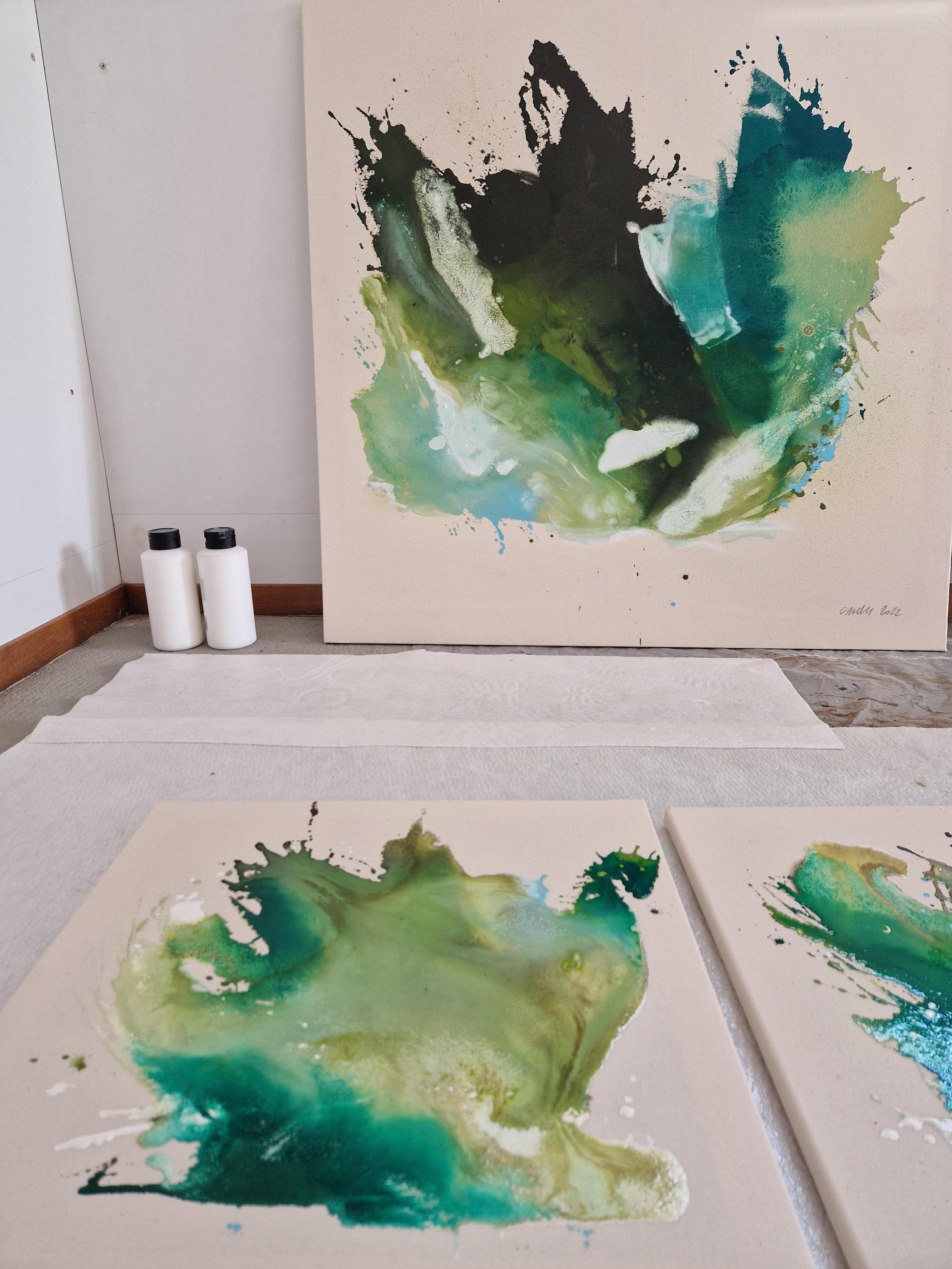 Paysage - Peinture acrylique fluide sur toile brute, 2022  Caroline Weber en vente 9