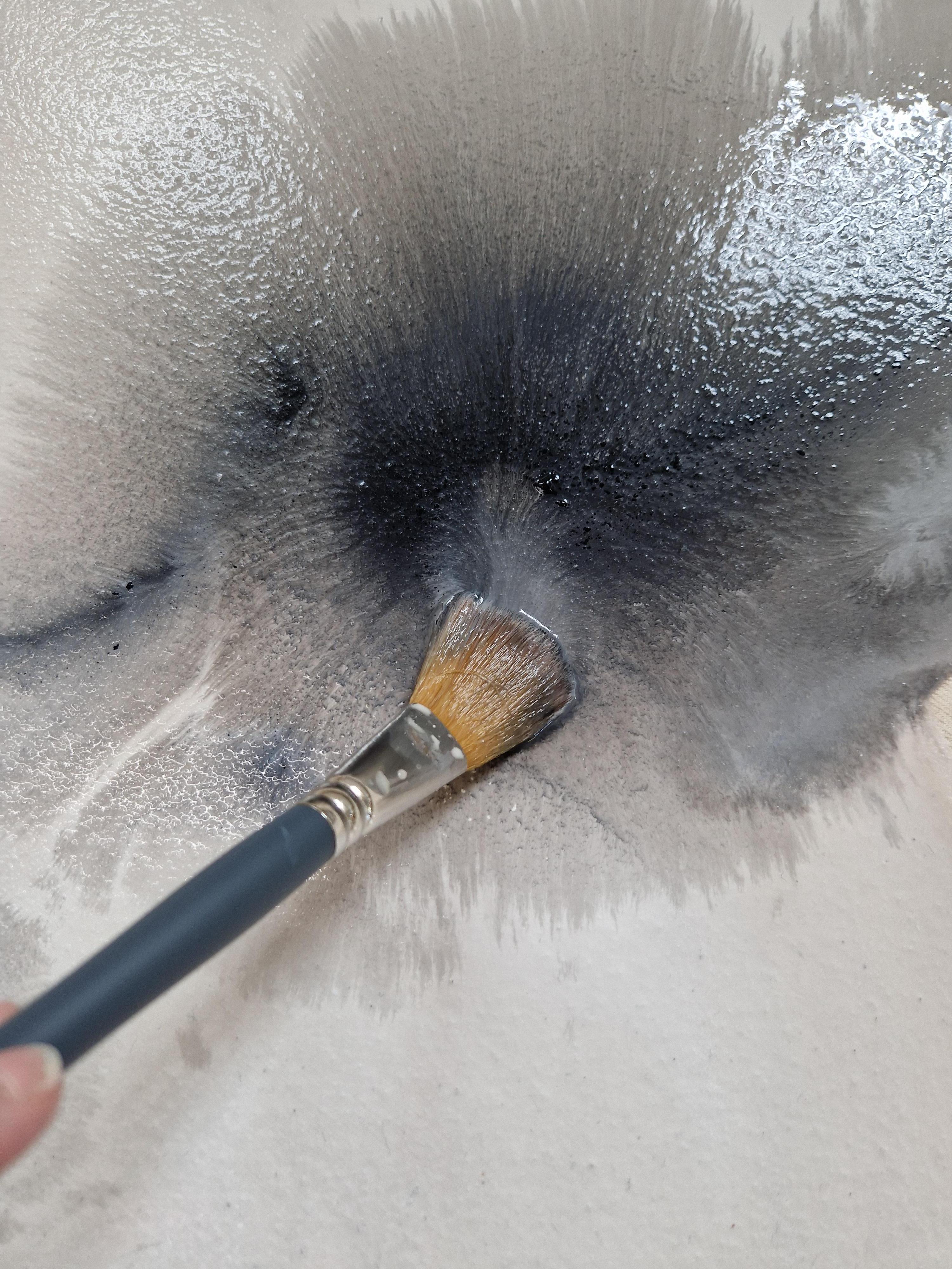 Penguin - Fluid Acrylic Painting on raw canvas, 2023,  by Caroline Weber For Sale 9