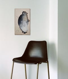 Penguin - Fluid Acrylic Painting on raw canvas, 2023,  by Caroline Weber