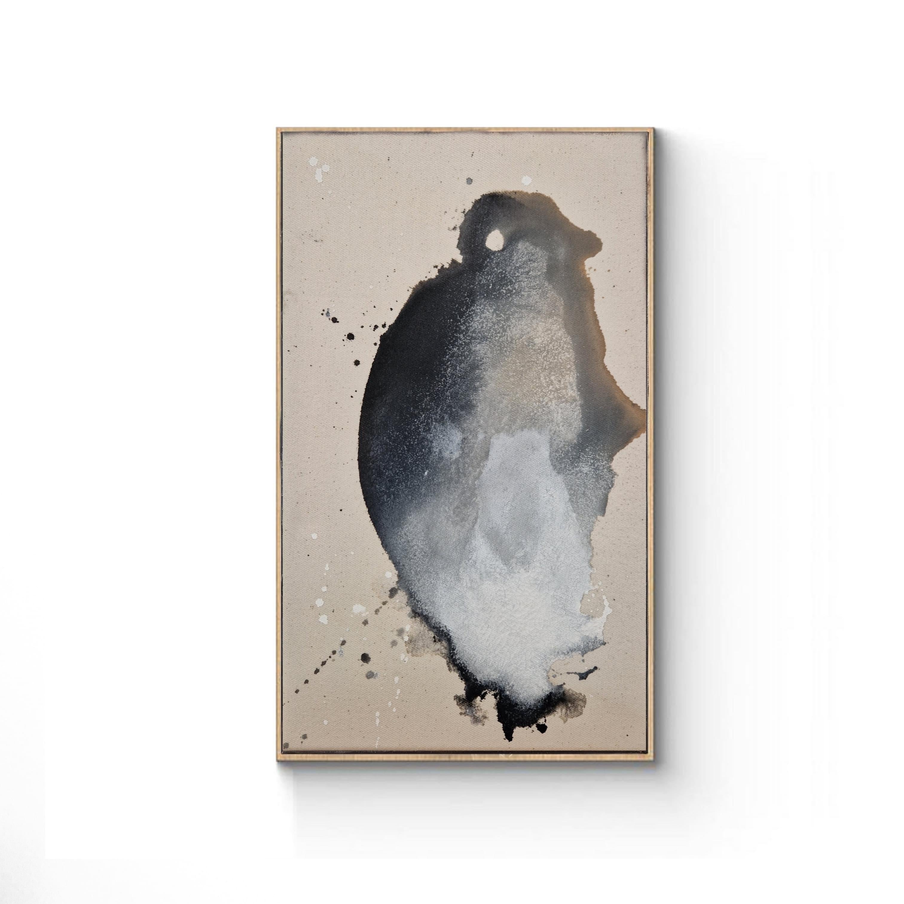 Pinguino - Pittura acrilica fluida su tela grezza, 2023,  da Caroline Weber in vendita 2