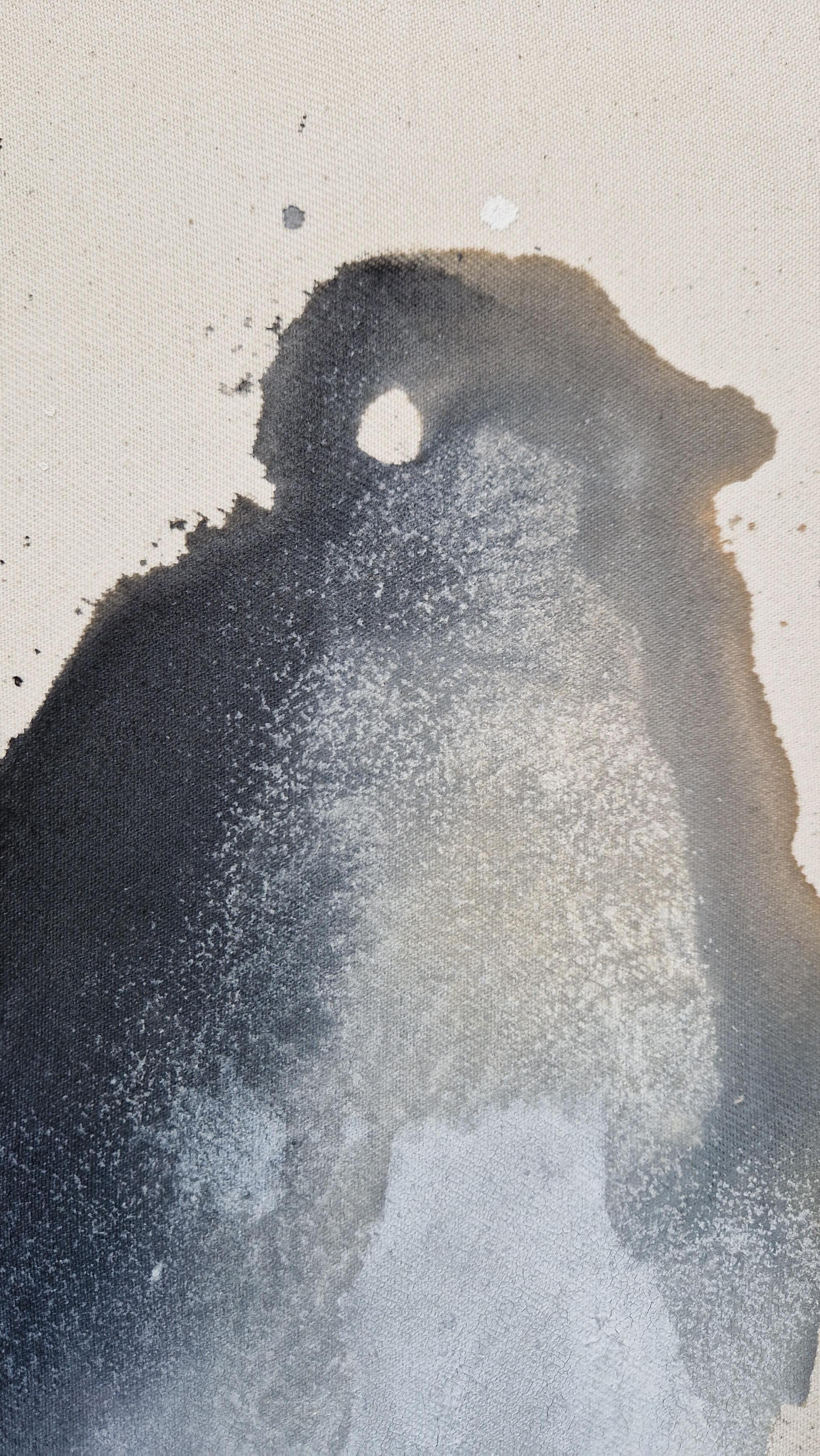 Penguin - Fluid Acrylic Painting on raw canvas, 2023,  by Caroline Weber For Sale 2