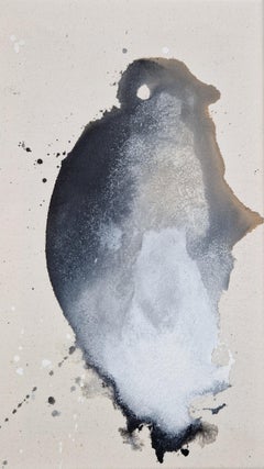 Penguin - Fluid Acrylic Painting on raw canvas, 2023,  by Caroline Weber