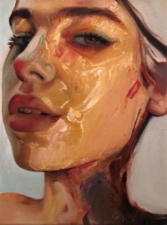 Dua Lipa, peinture à l'huile sur toile, portrait surréaliste, en stock 