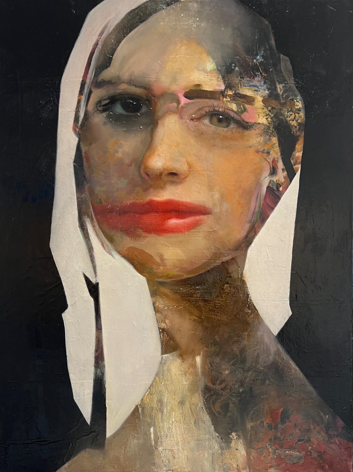 Caroline Westerhout Portrait Painting - She is the Moon Oil Painting on Canvas Portrait Surreel In Stock