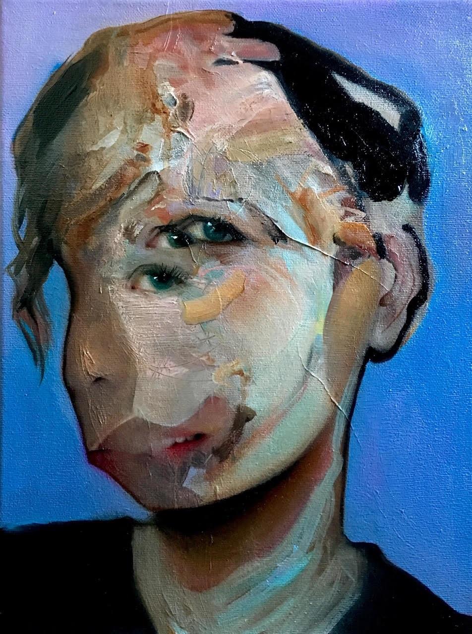 Caroline Westerhout Portrait Painting - Take me into the Future Oil Painting on Canvas Portrait Surrealism In Stock 