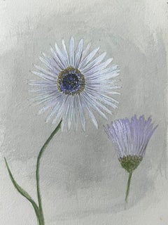 Fine Antique British Botanical Painting White Stem Flower and Purple Plant