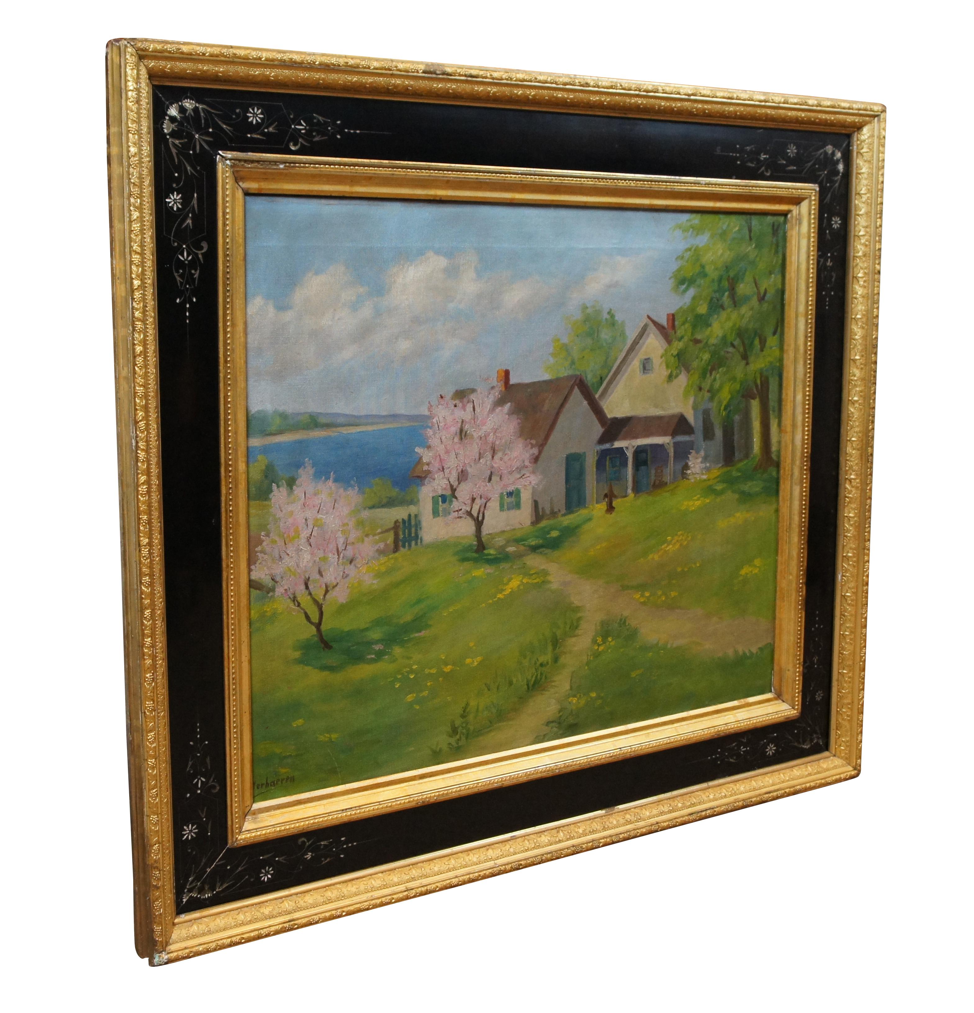 Carolus Verhaeren 1908-1956 paysage côtier peinture à l'huile sur toile 36