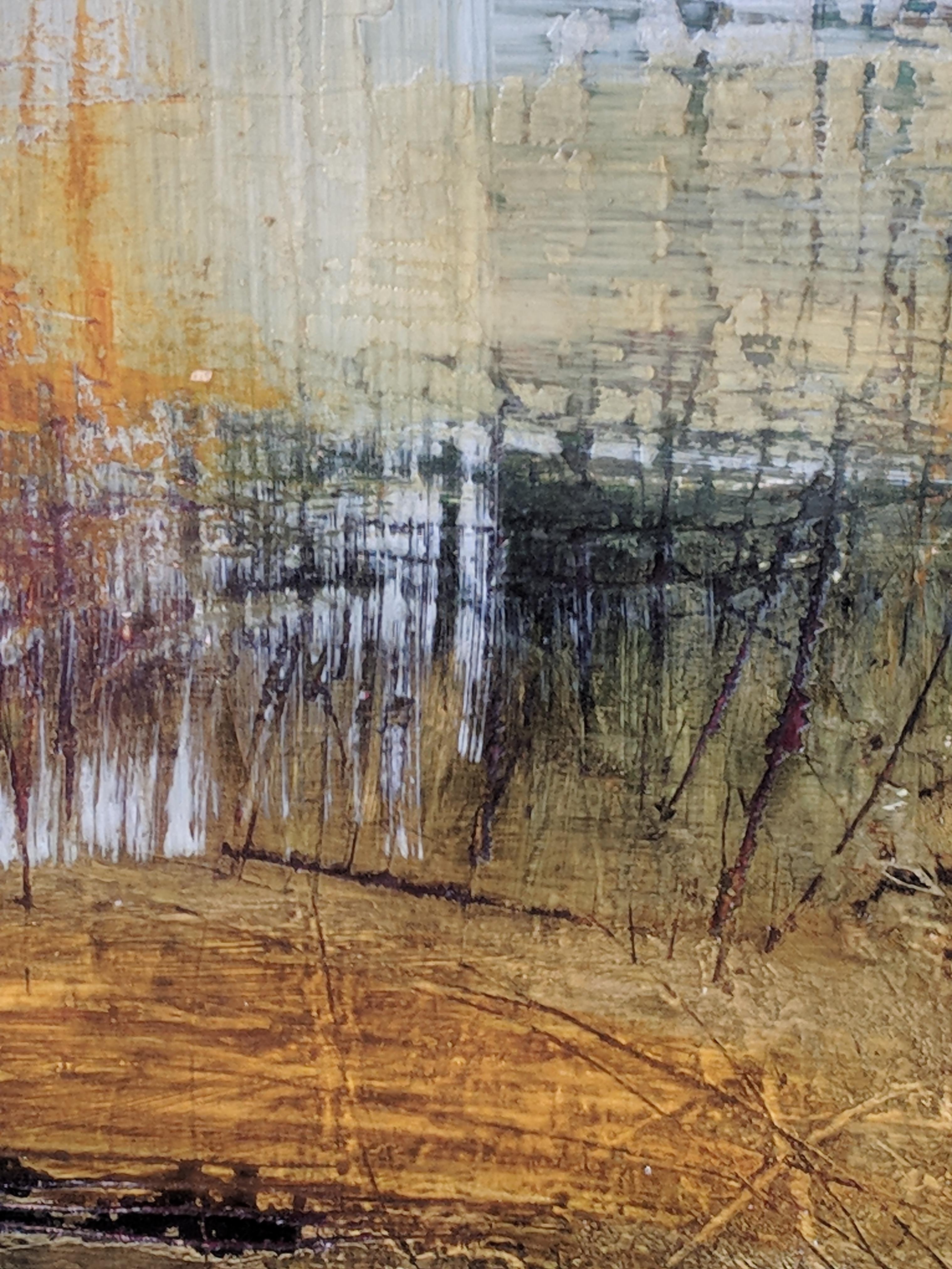 Pittura astratta su legno -- Senza titolo (in verde) - Abstract Painting Marrone di Carolyn Bardos