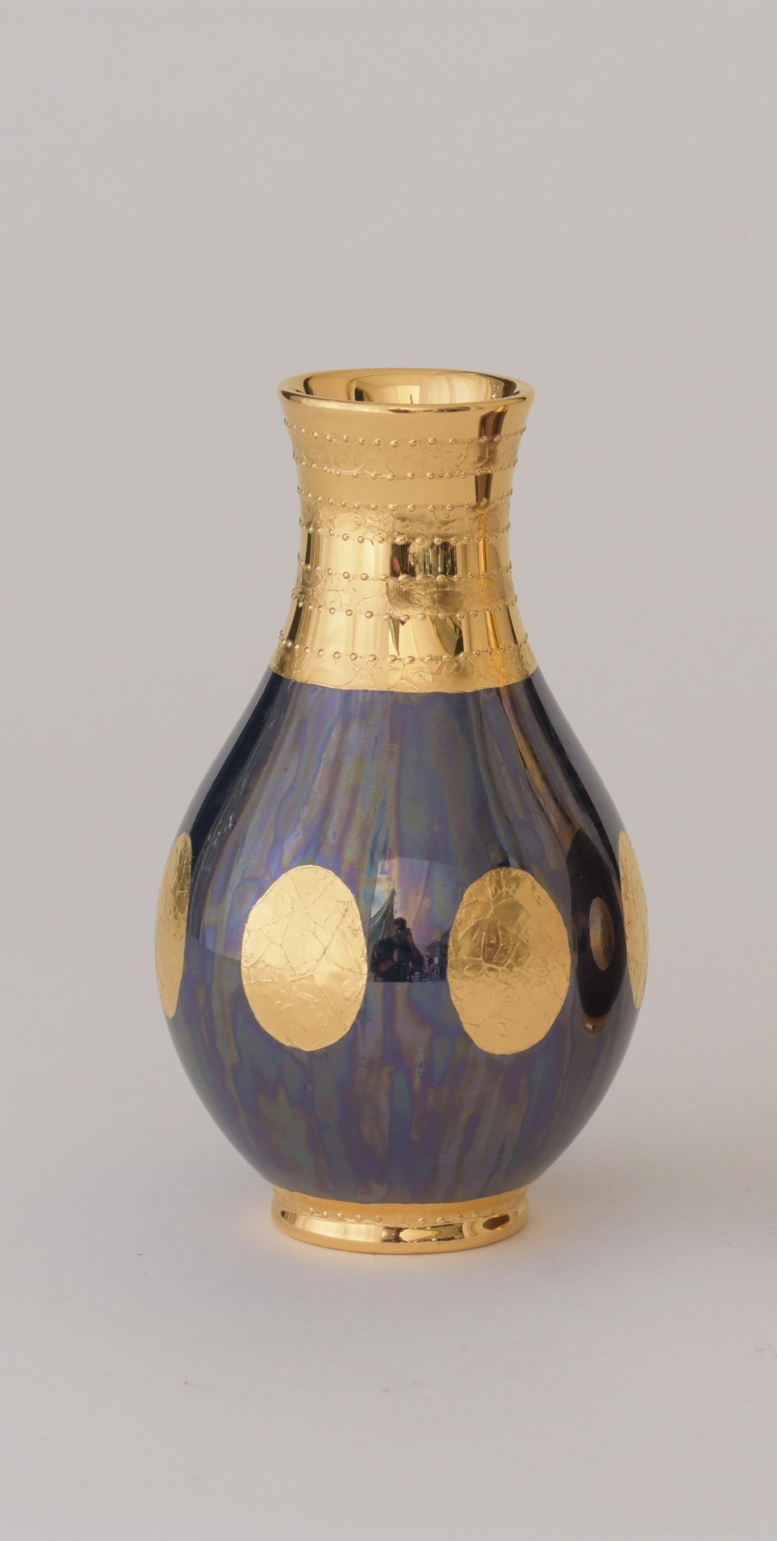 "Waltz (1/2)" (2024) By Carolyn Barlock, Original Gold and Porcelain Vase