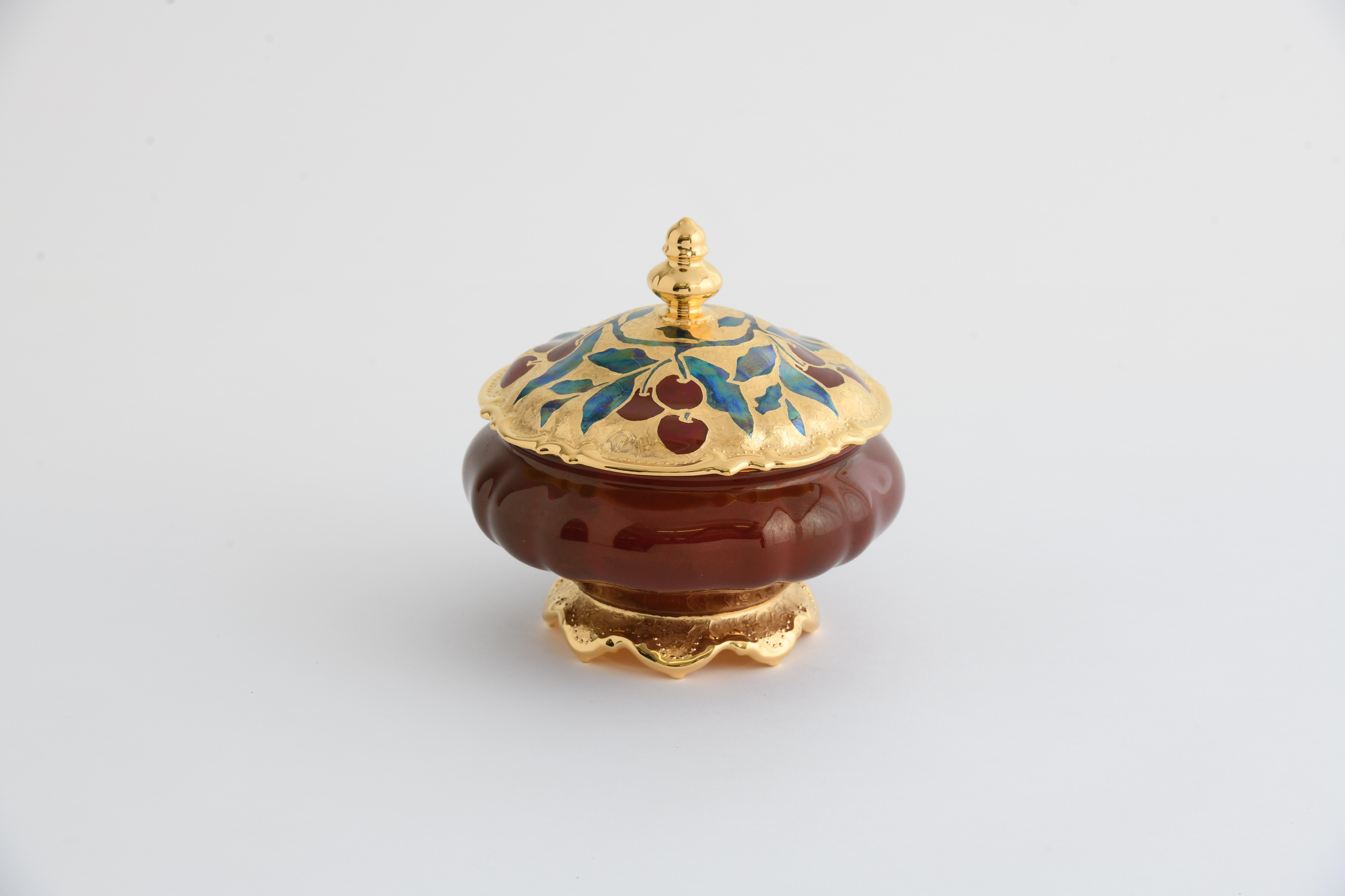 "Wild Cherry" (2024) By Carolyn Barlock, Original Gold and Porcelain Sculpture
