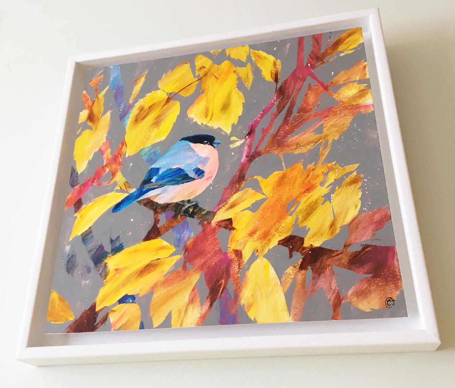 Autumn Bullfinch - Contemporary Painting by Carolyn Carter