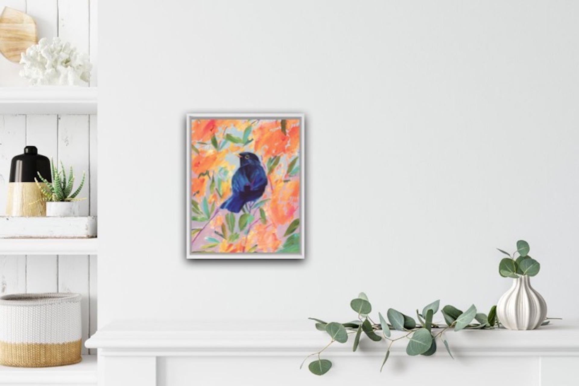 Carolyn Carter, Blackbird, Original Animal Painting, Bright Contemporary Art For Sale 2