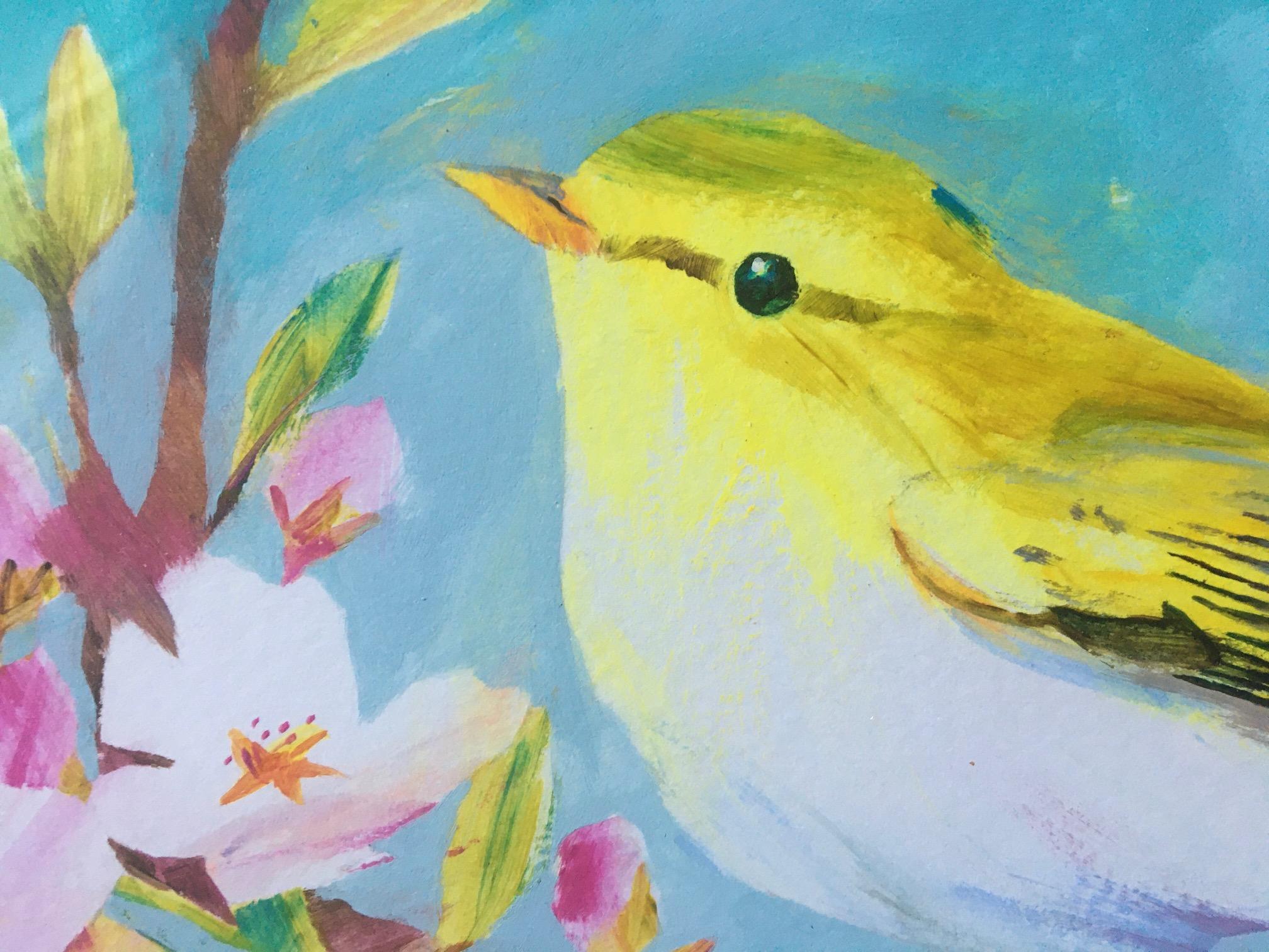 Carolyn Carter, Warbler, Original Contemporary Art, Bright Animal Paintings For Sale 2