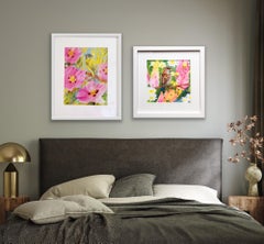 Diptychon mit Sommers Spargel und Fliegenfänger Canary, Originalgemälde, Frühling