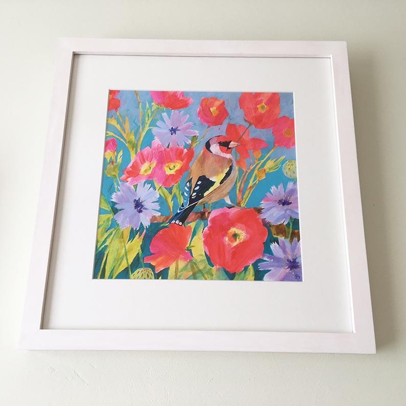 Chardonneret, peinture originale, Oiseau, Floral, Art du printemps, Nature en vente 1