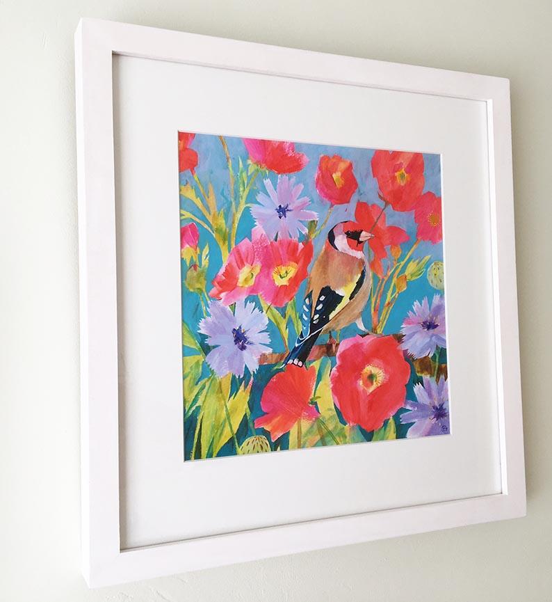 Chardonneret, peinture originale, Oiseau, Floral, Art du printemps, Nature en vente 2