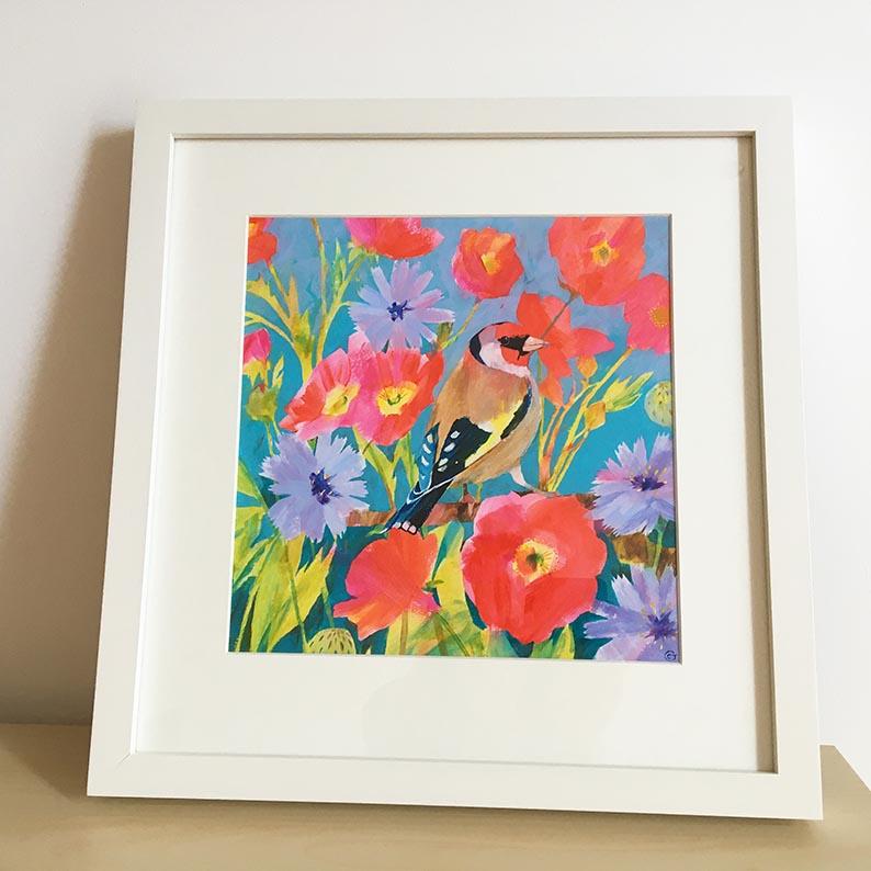 Chardonneret, peinture originale, Oiseau, Floral, Art du printemps, Nature en vente 4